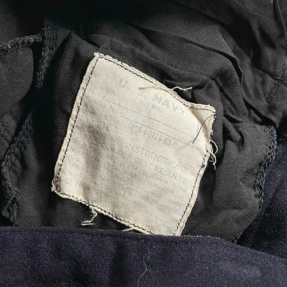 1963 US Navy Vietnam Era Wool Sailor Bell Bottom Pants W29 Wide Leg Navy Mens